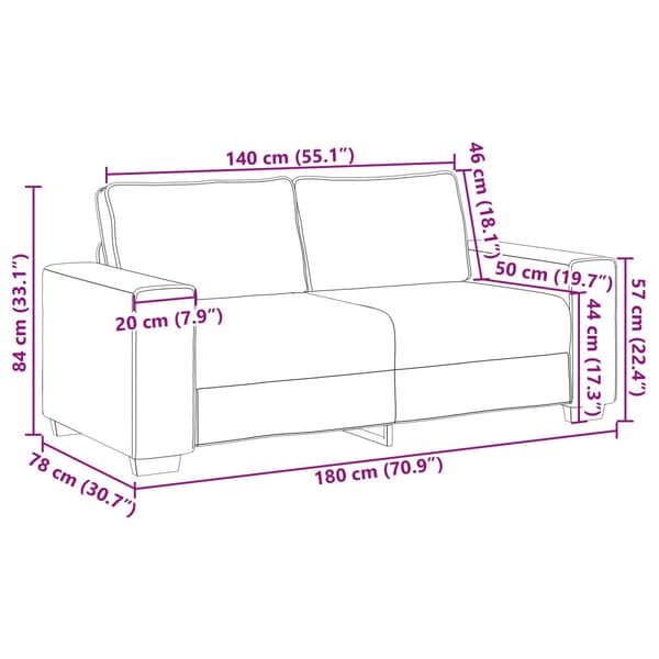 Tvåsitssoffa Vinröd 180 cm Konstläder