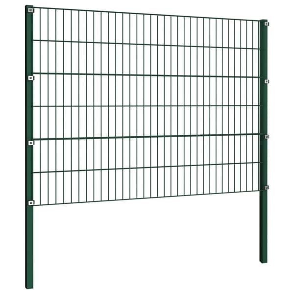 Staketpanel med stolpar järn 349x120 cm grön