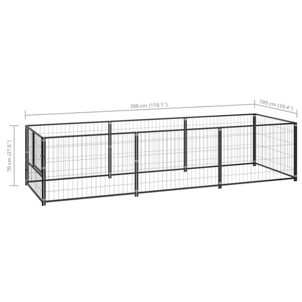 Hundgård svart 3 m² stål