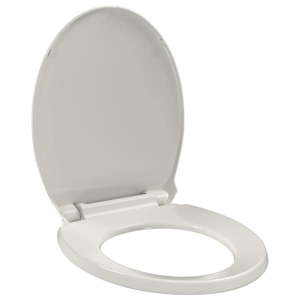 Toalettsits mjuk stängning snabbfäste ljusgrå oval