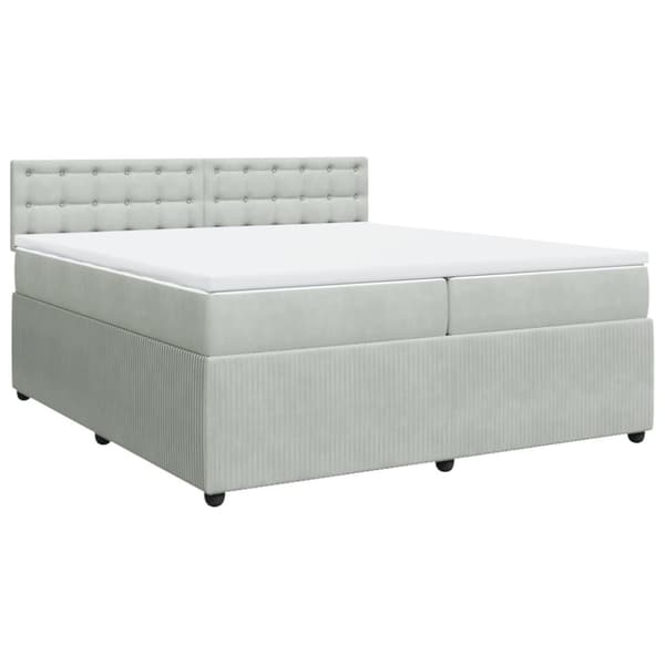 Ramsäng med madrass ljusgrå 200x200 cm sammet