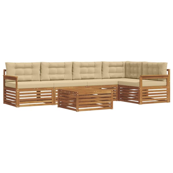 Utomhussoffset med kudde 6 pcs Naturlig och Beige