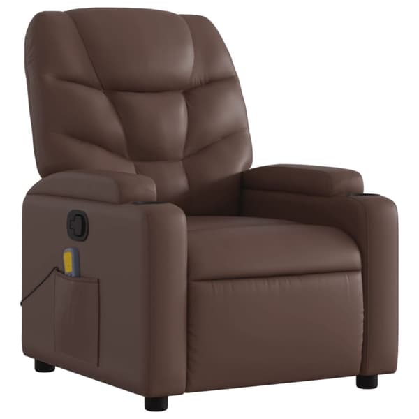 Massagefåtölj brun konstläder