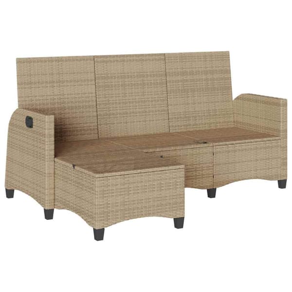 Fällbar trädgårdssoffa med dynor L-formad beige konstrotting