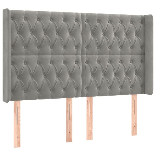 Ramsäng med madrass & LED ljusgrå 140x200 cm sammet