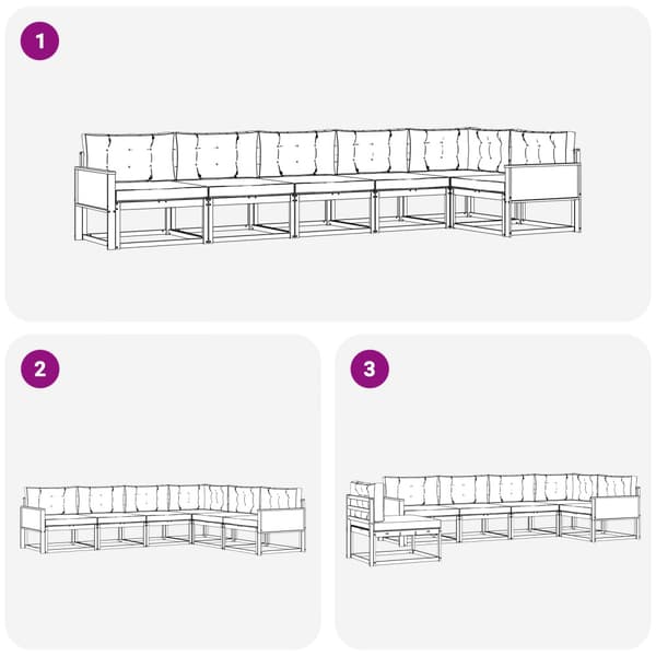 Utomhussoffset med kudde 6 pcs Naturlig och Grädde