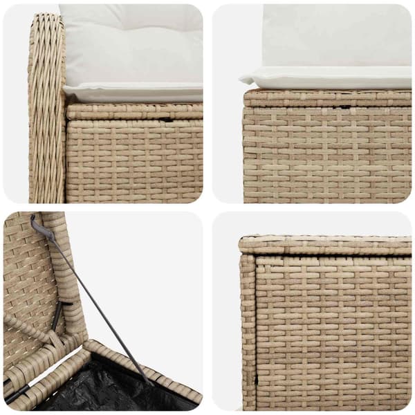 Soffset 7 st Beige och krämvit Poly Rattan och stål
