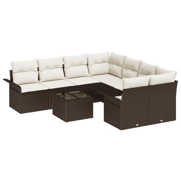 Trädgårdsoffset 9 pcs Brun Poly rattan