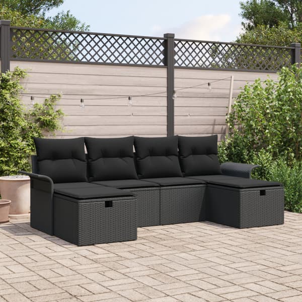 Trädgårdsoffset 6 st Poly rattan