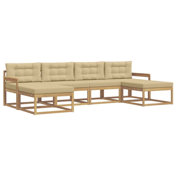 Utomhussoffset med kudde 6 pcs Vit och Beige