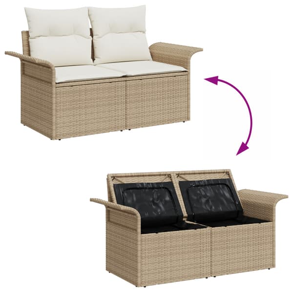 Trädgårdsoffset 9 pcs Beige och gräddfärgad konstrotting