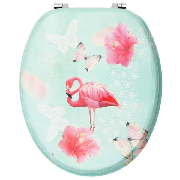 Toalettsitsar med lock 2 st MDF flamingo