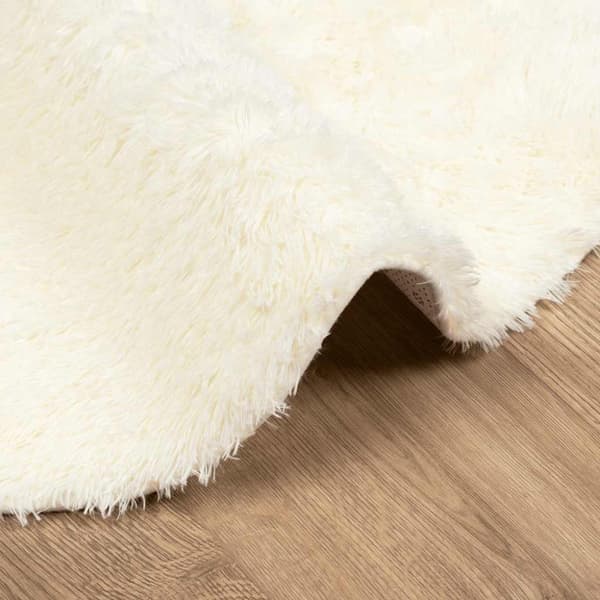 Ryamatta med lång lugg NAVARRA gräddvit 100x100 cm polyester