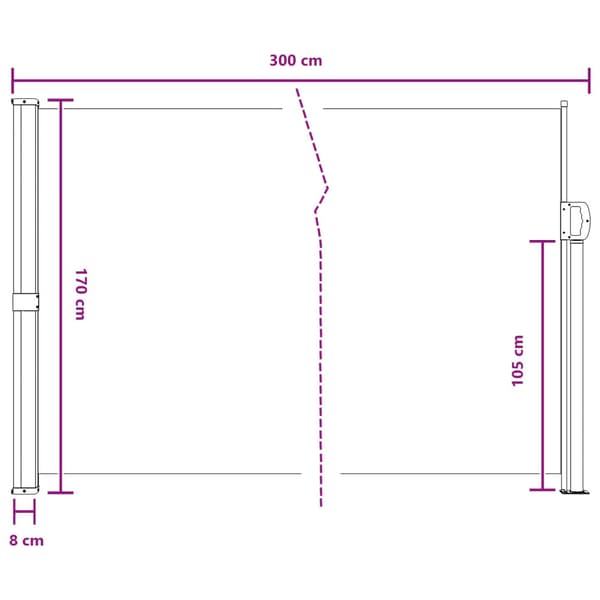 Utfällbar sidomarkis Sand 300 x 170 cm Polyester