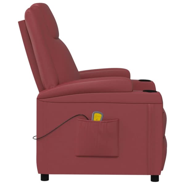 Massagefåtölj vinröd konstläder