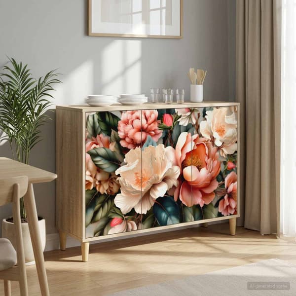Sideboard BORNE Sonoma-ek 102 x 33 x 75 cm Konstruerat trä