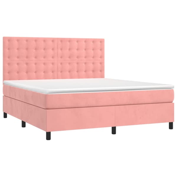 Ramsäng med madrass rosa 180x200 cm sammet