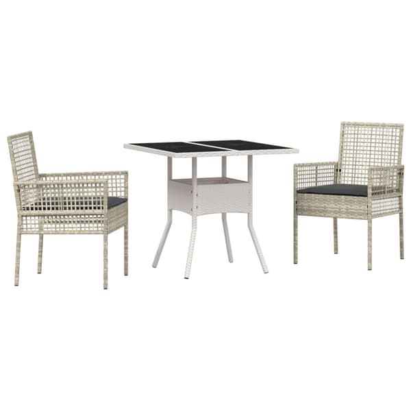 Trädgårdsmöbelset 3 pcs Ljusgrå konstrotting