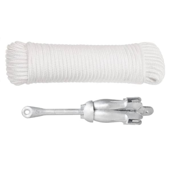 Hopfällbart ankare med rep silver 2,5 kg smidbart järn