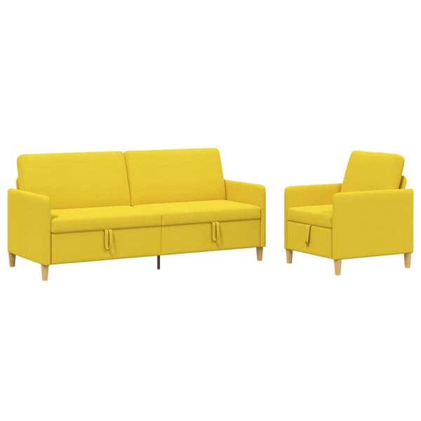 Soffgrupp med förvaring 2 pcs Ljusgul Polyester