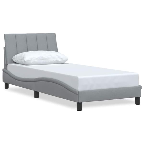 Bed Frame without Mattress "Hanko" Light Grey 90x190 cm Fabric