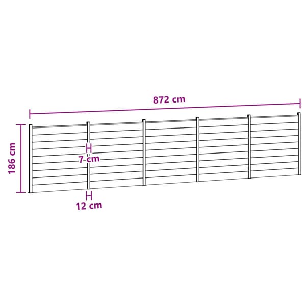 Stängselpanel 5 pcs WPC och aluminium Svart