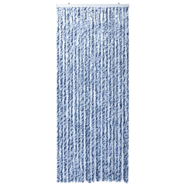 Insektsdraperi blå, vit och silver 90x220 cm chenille