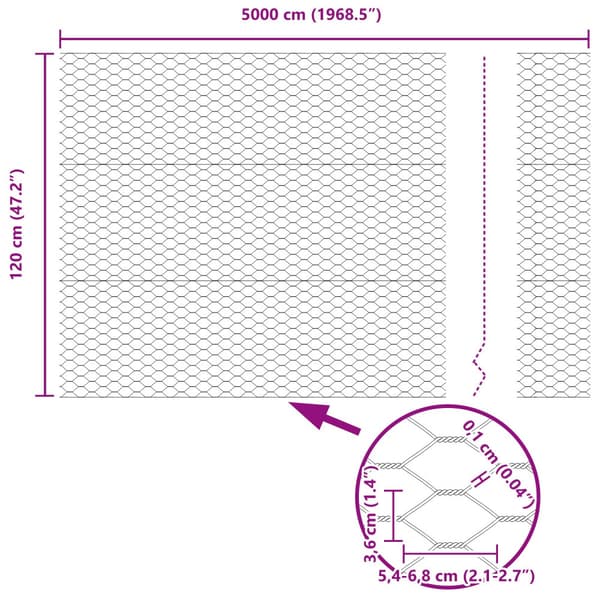 Hexagonstängsel Grön 1,2 x 50 m PVC