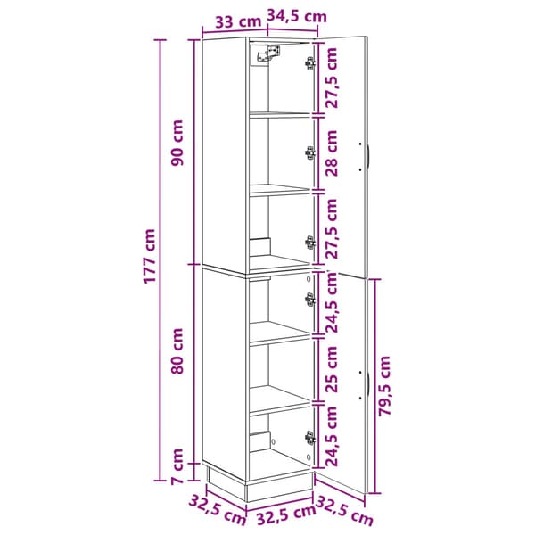 Skåpset 2 pcs Sonoma-ek Konstruerat trä