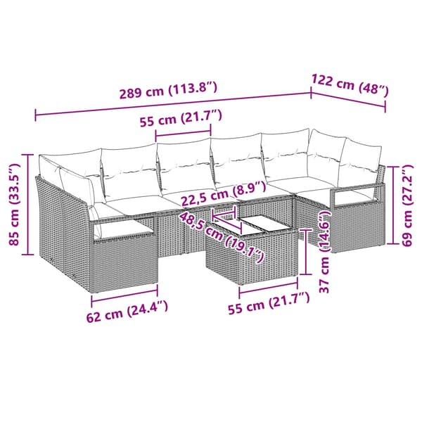 Soffset 8 pcs Grå konstrotting