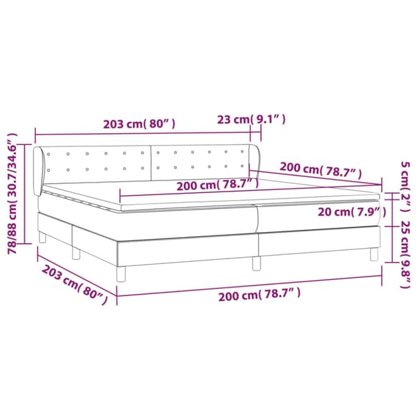 Ramsäng med madrass ljusgrå 200x200 cm sammet
