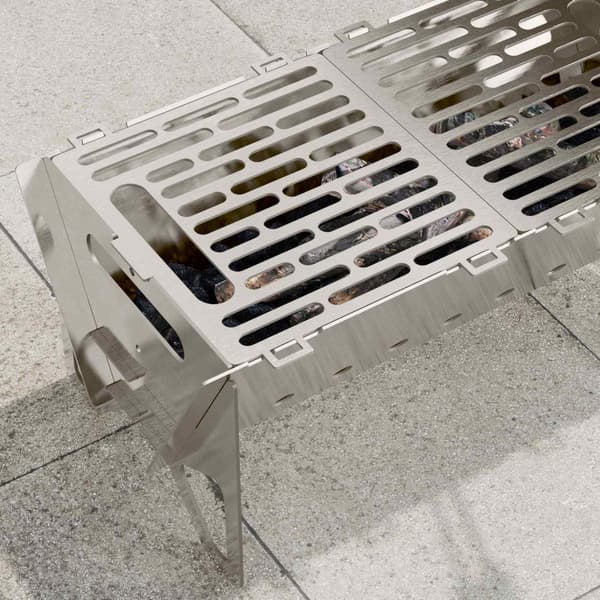 Camping Eldstad 42 x 22 x 18 cm Rostfritt stål Silver