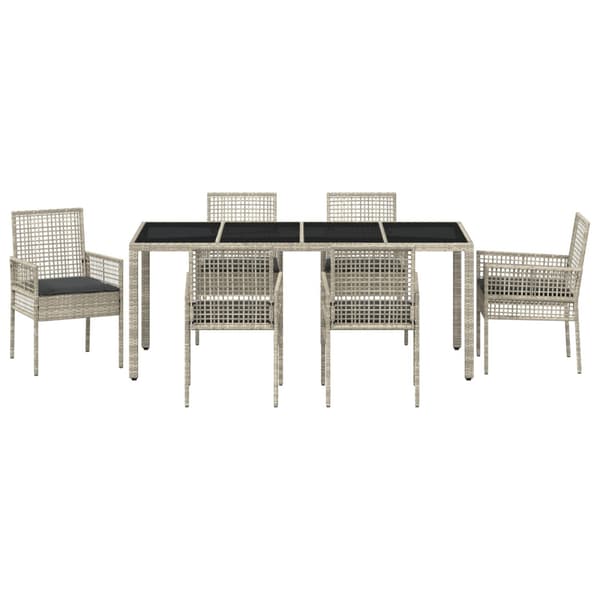 Trädgårdsmöbelset 7 pcs Ljusgrå konstrotting