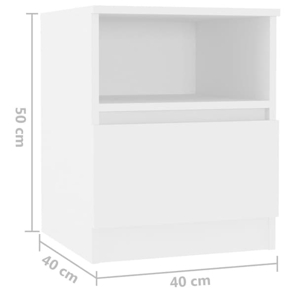 Sängbord vit 40x40x50 cm konstruerat trä