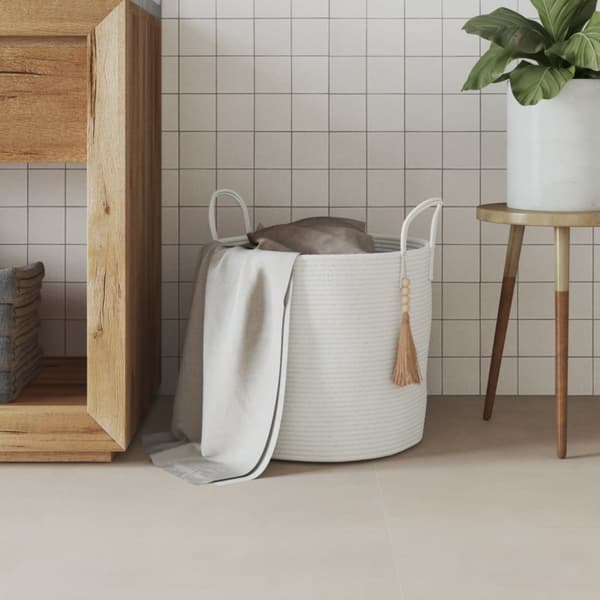 Förvaringskorg vit Ø40x35 cm bomull