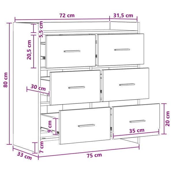 Sideboard Vit 75 x 33 x 80 cm Konstruerat trä