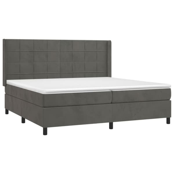 Ramsäng med madrass mörkgrå 200x200 cm sammet