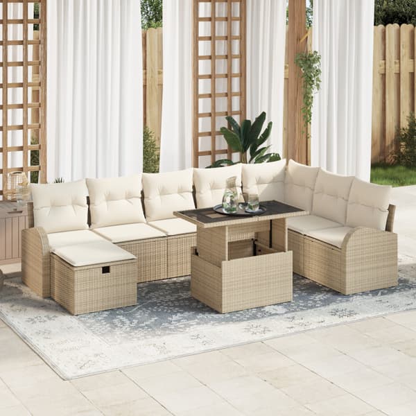 Trädgårdsoffset 9 st Beige konstrotting