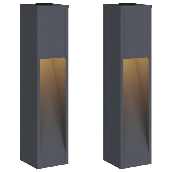 Solcell LED-vägbelysning 2 pcs Antracit Kallvalsat stål