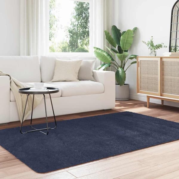 Ryamatta med lång lugg NAVARRA marinblå 130x200 cm polyester