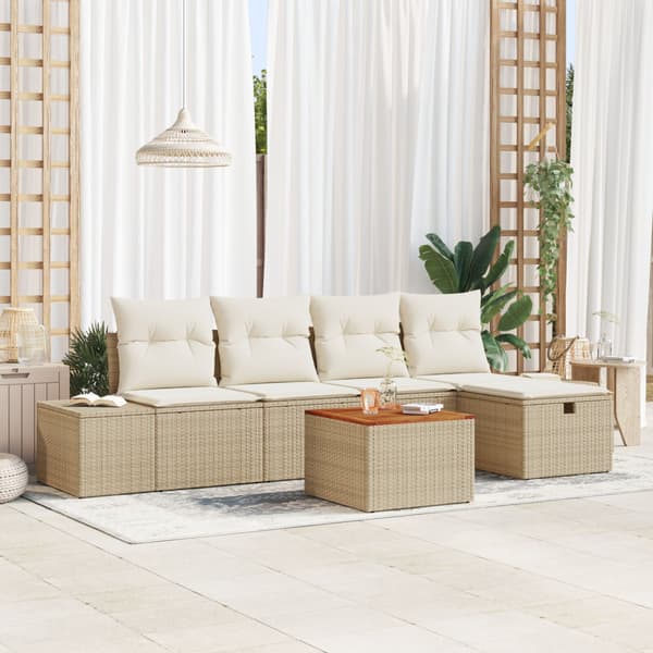 Trädgårdsoffset 6 st Beige konstrotting
