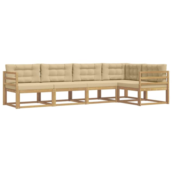 Utomhussoffset med kudde 4 pcs Vit och Beige Polyester
