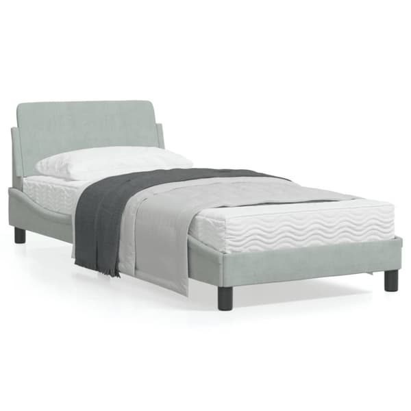 Bed Frame "Dover" Light Grey 90x190 cm Velvet