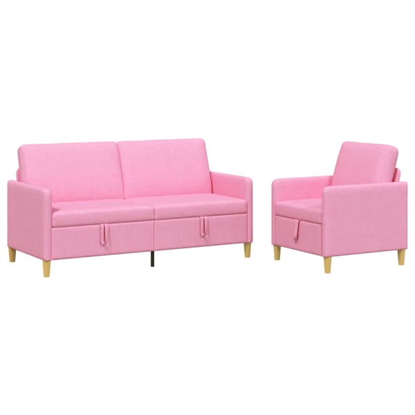 Soffgrupp med förvaring 2 pcs Rosa Polyester