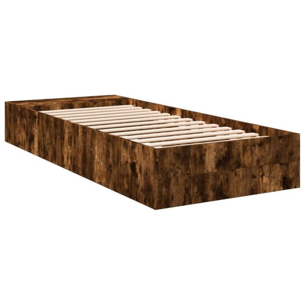 Sängram rökfärgad ek 75x190 cm konstruerad trä