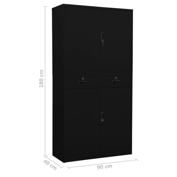 Dokumentskåp svart 90x40x180 cm stål