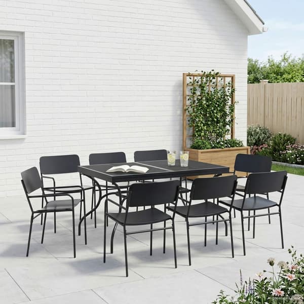 Trädgårdsmöbelset 9 pcs Antracit Stål