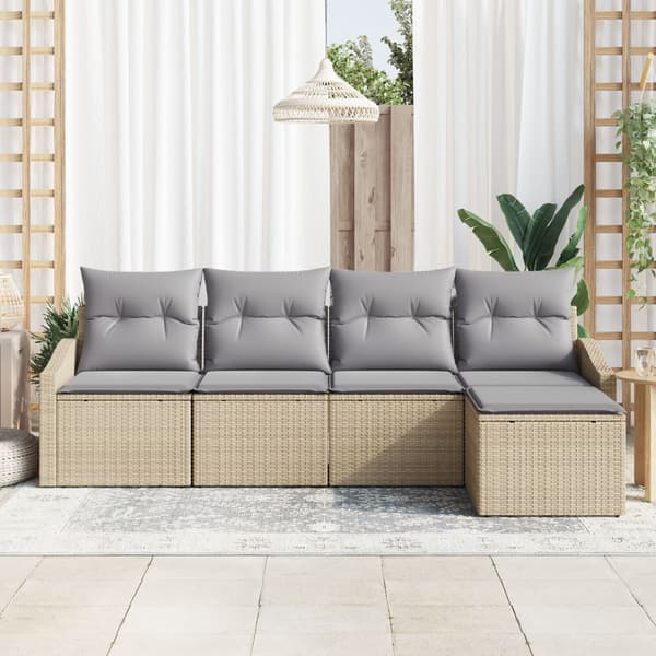 Soffset med kudde 5 pcs Beige konstrotting