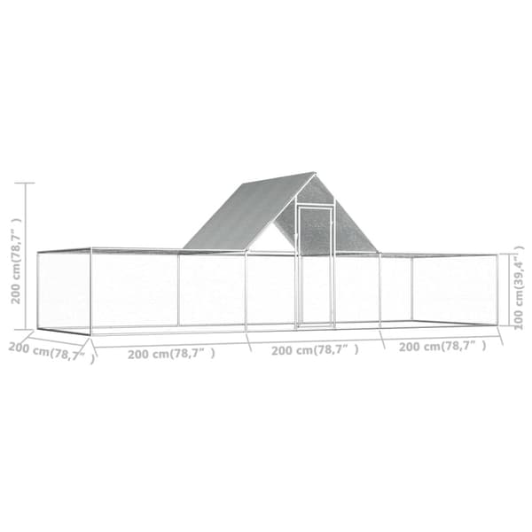 Hönsbur 6x2x2 m galvaniserat stål