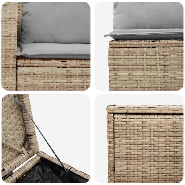 Soffset 7 pcs Beige och Ljusgrå Poly Rattan och stål